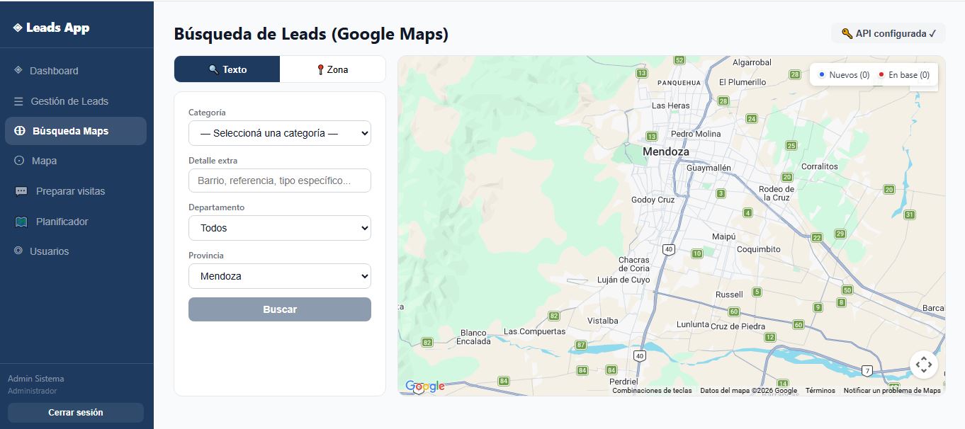 Búsqueda de leads en Google Maps